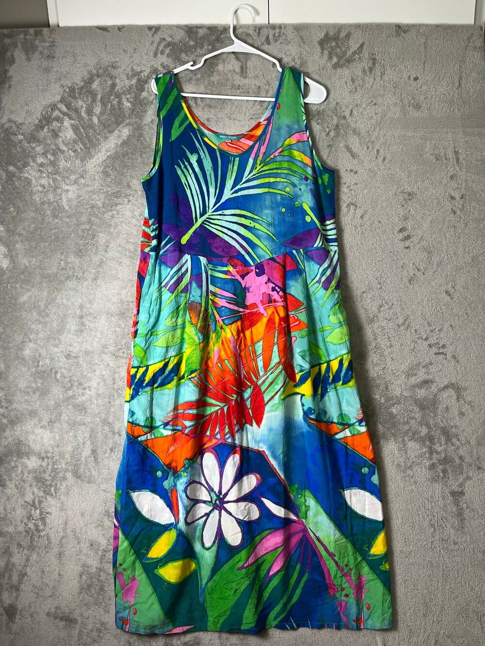 Jams World Volare Tropical Floral Sleeveless Midi Sundress Dress Women's Large